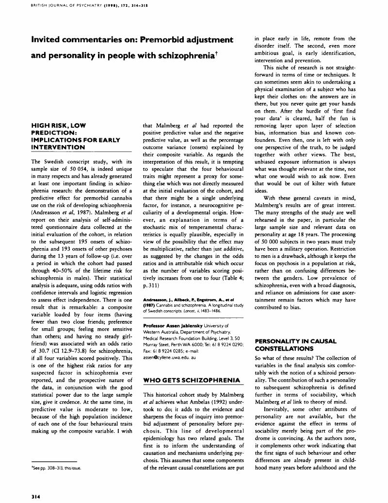 Who Gets Schizophrenia The British Journal Of Psychiatry Cambridge Core 5122