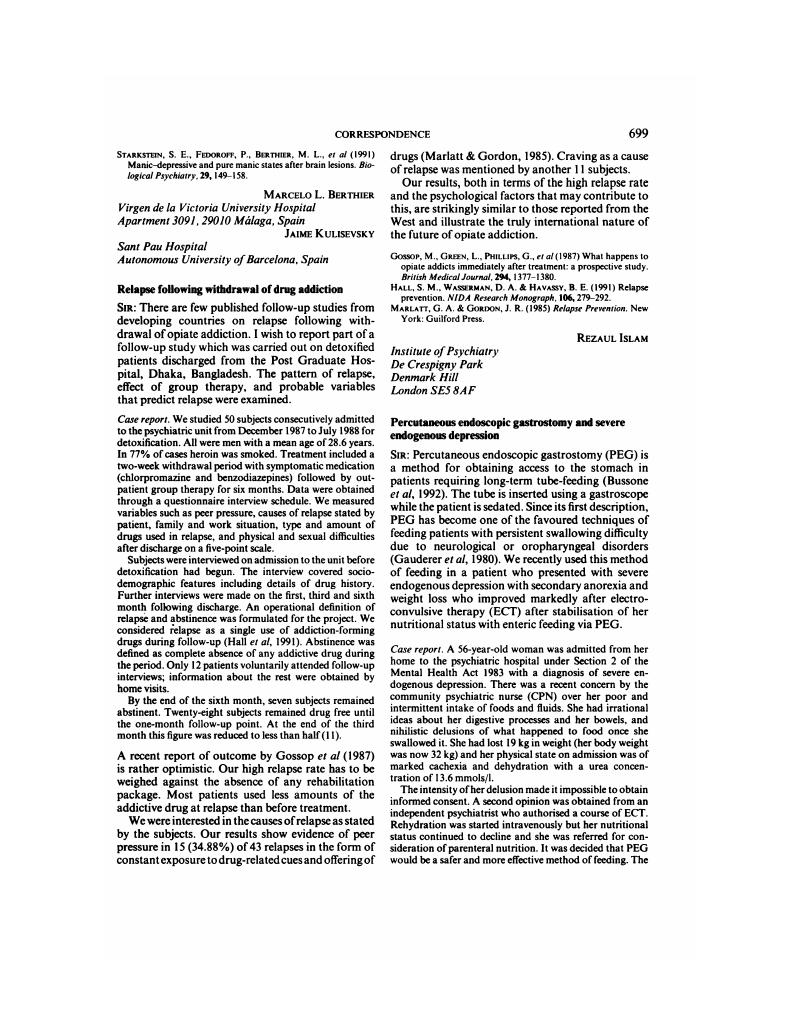 Percutaneous endoscopic gastrostomy and severe endogenous depression