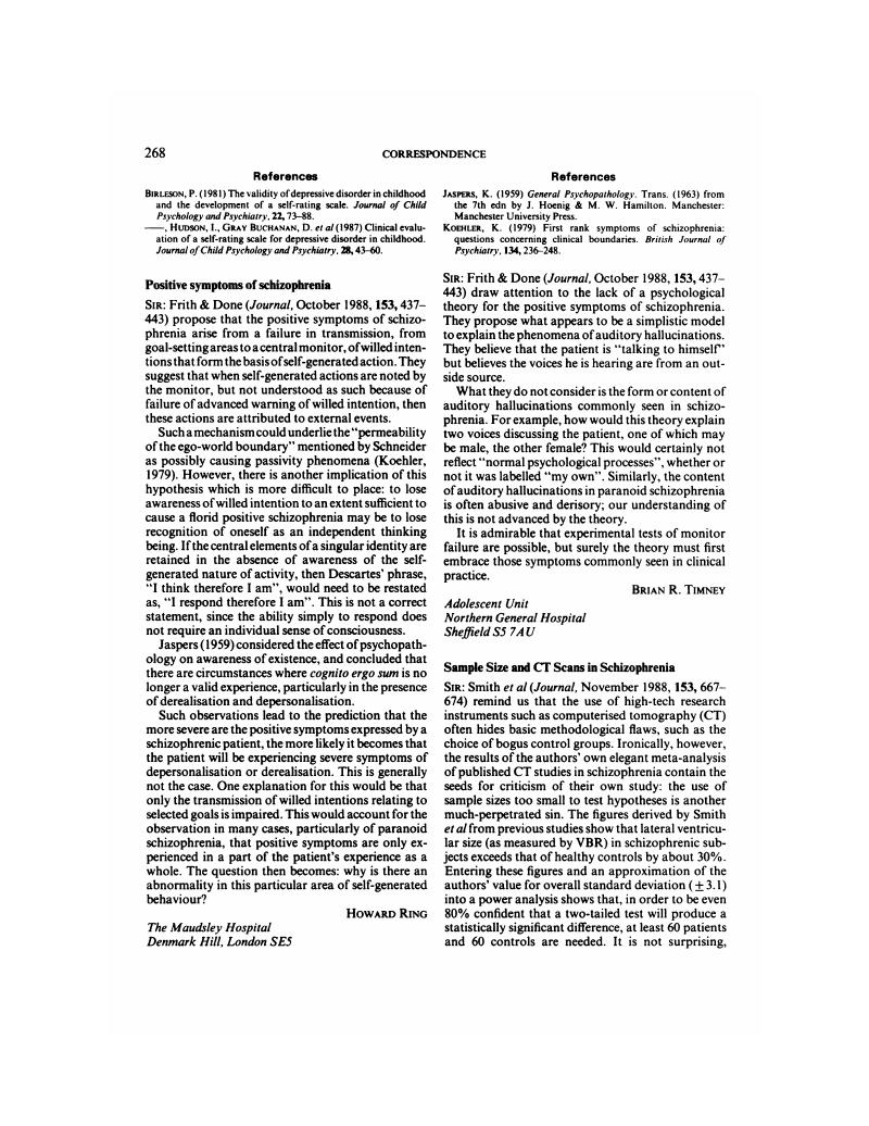 Sample Size And CT Scans In Schizophrenia The British Journal Of   FirstPage S0007125000226147a 