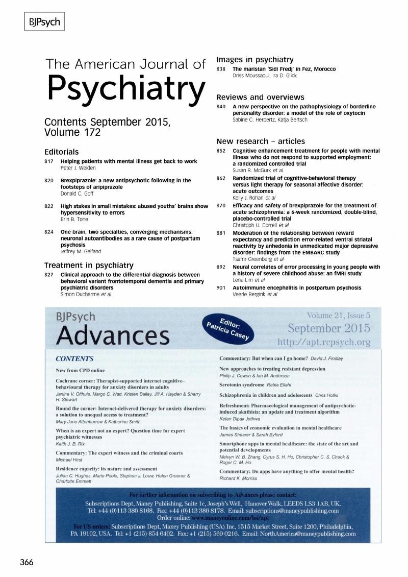 Contents Of BJPsych Advances | The British Journal Of Psychiatry ...