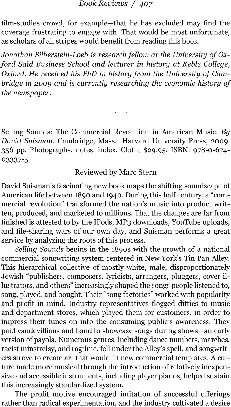 Selling Sounds: The Commercial Revolution in American Music