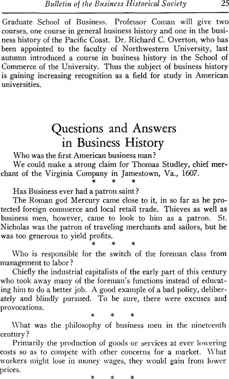 Questions And Answers In Business History | Business History Review ...