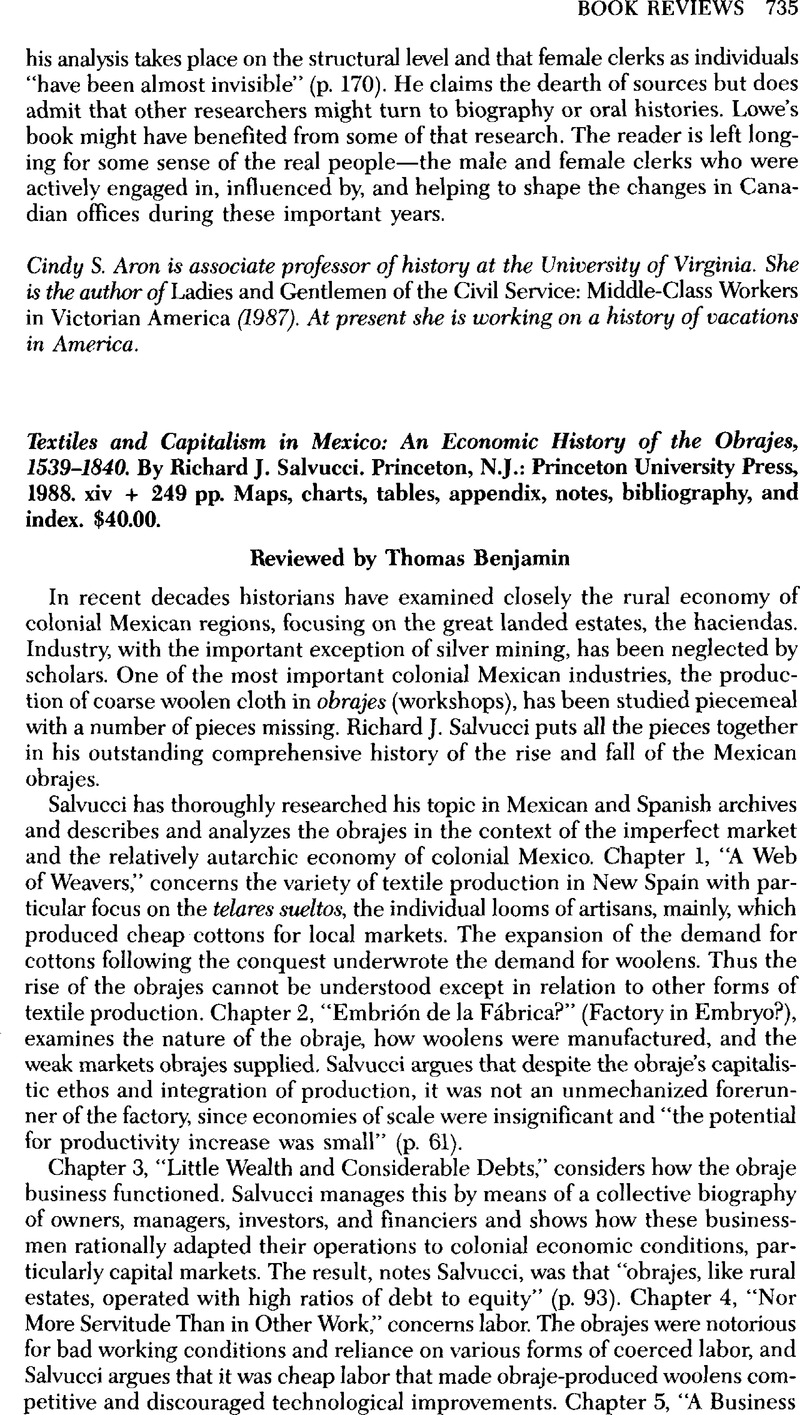 Textiles and Capitalism in Mexico: An Economic History of the Obrajes ...