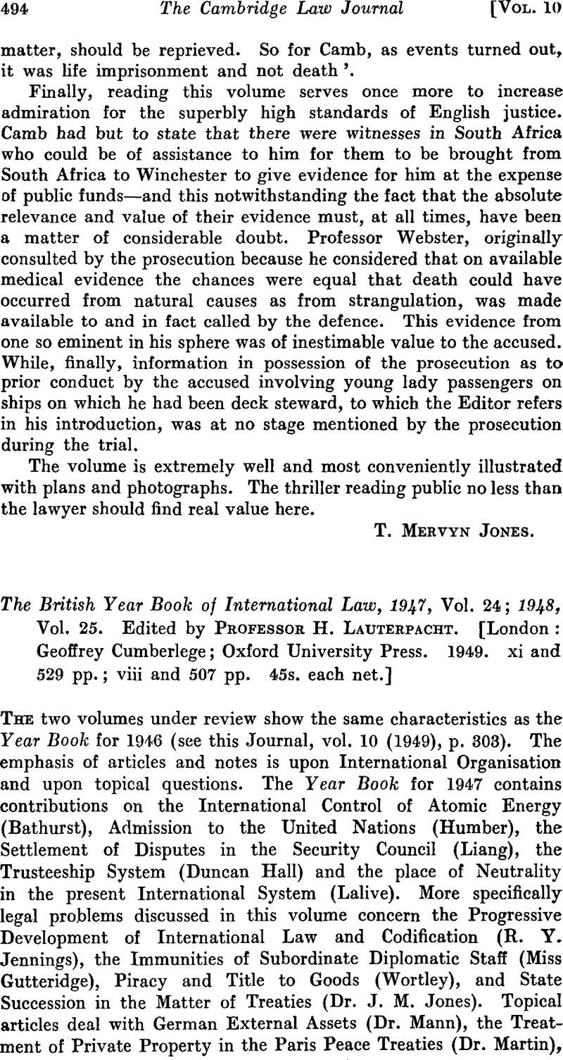 The British Year Book Of International Law, 1947, Vol. 24; 1948, Vol ...