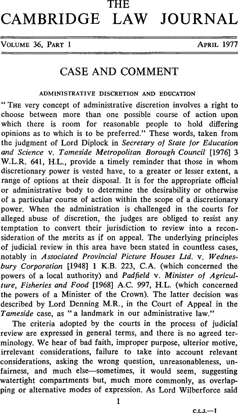 Administrative Discretion And Education | The Cambridge Law Journal ...