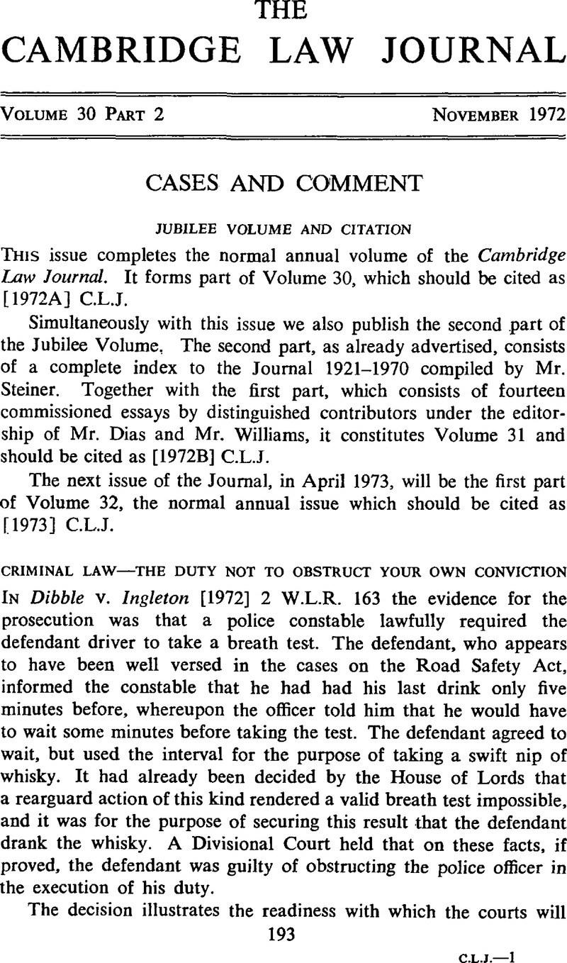 Jubilee Volume And Citation | The Cambridge Law Journal | Cambridge Core