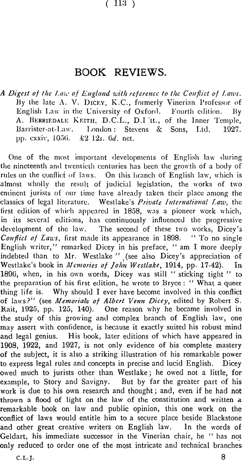 A Digest of the Law of England with reference to the Conflict of Laws ...