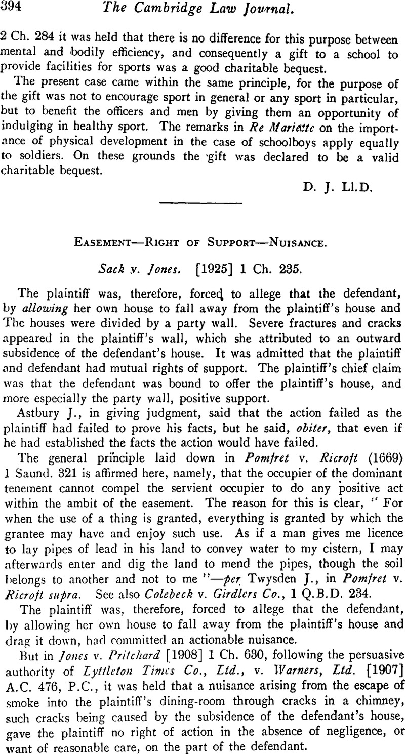 Easement—Right of Support—Nuisance | The Cambridge Law Journal ...