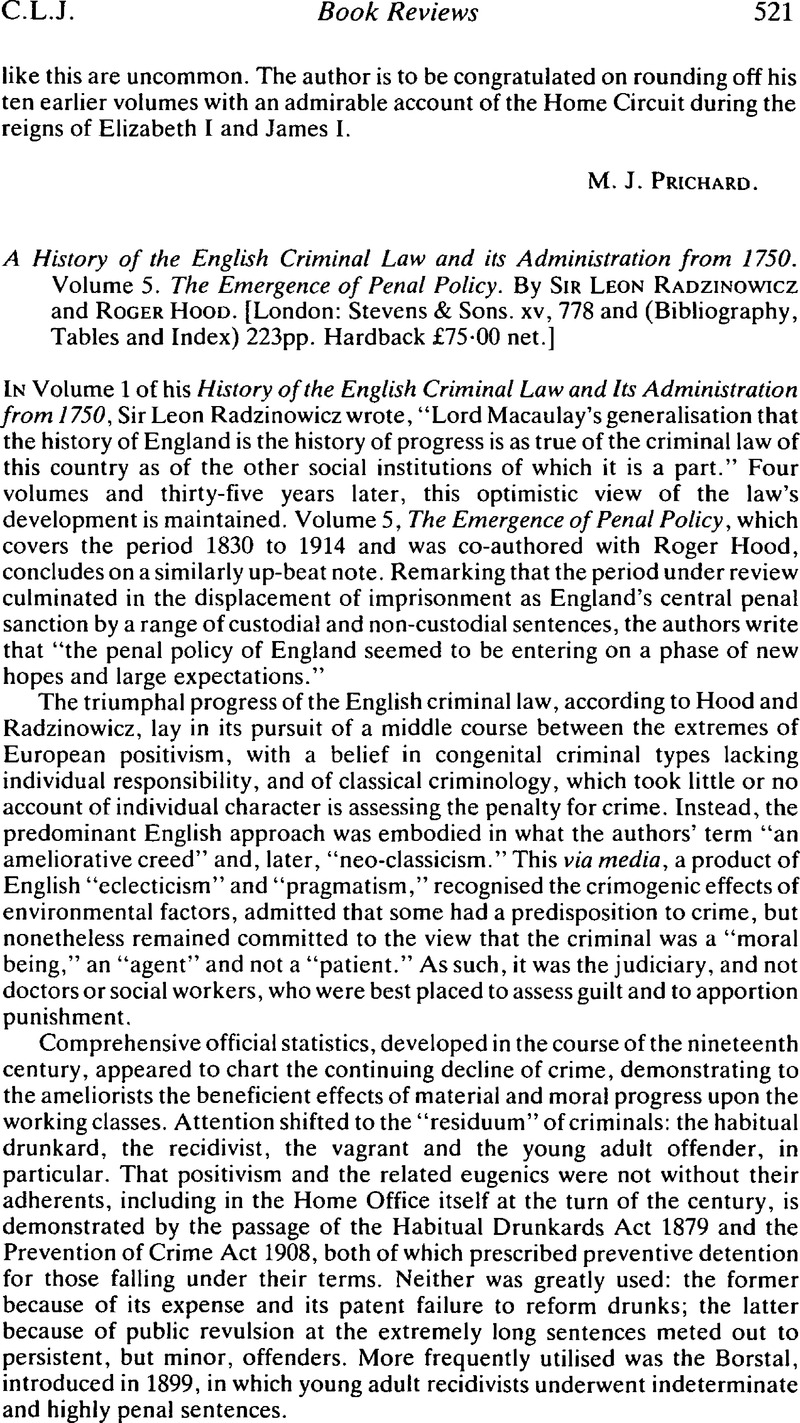 A History of the English Criminal Law and its Administration from 1750 ...