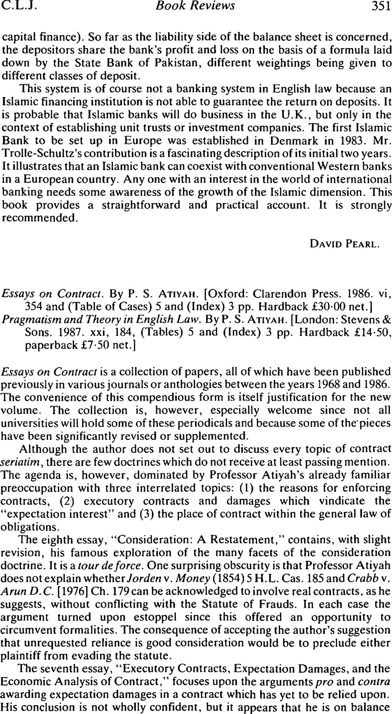 atiyah essays on contract