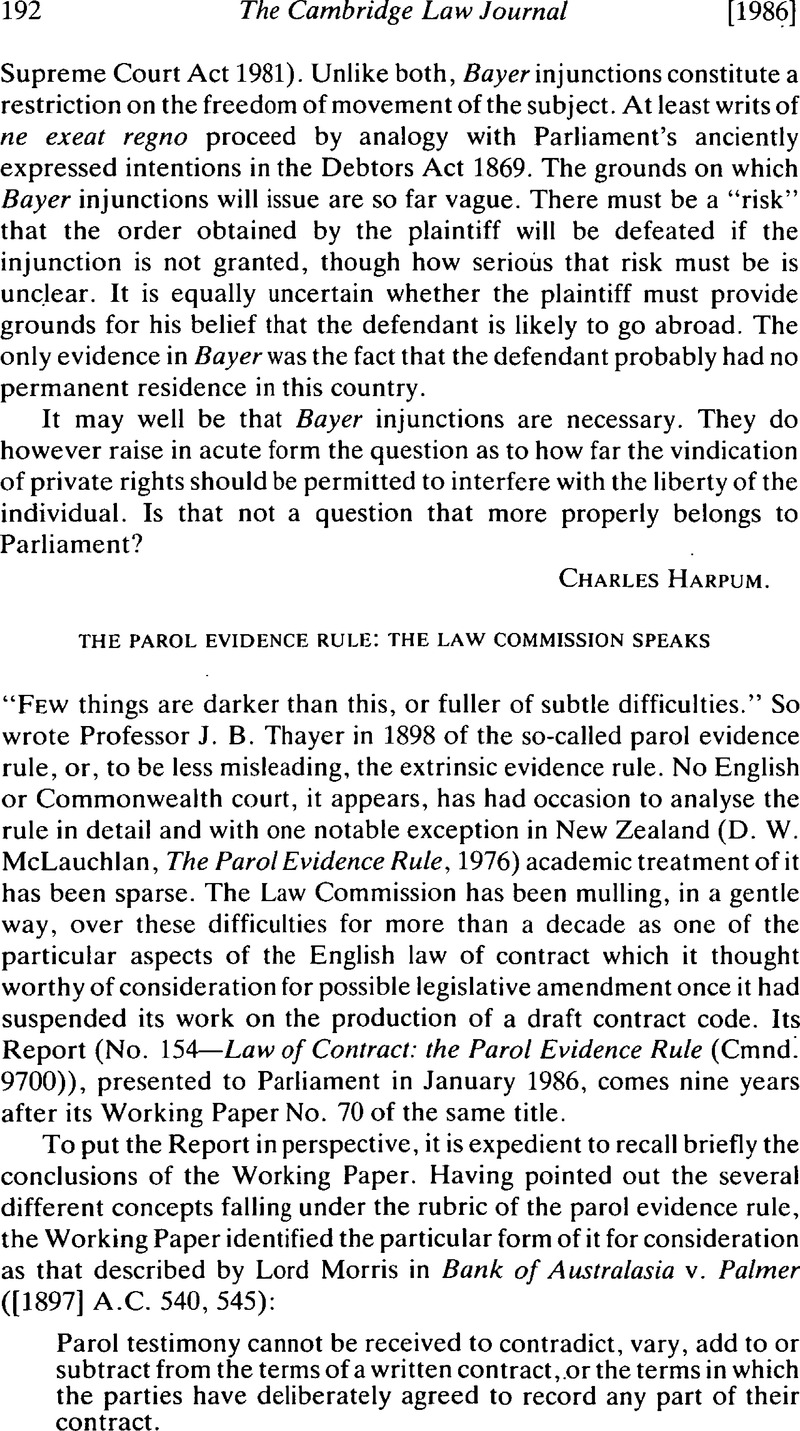 case study for parol evidence rule