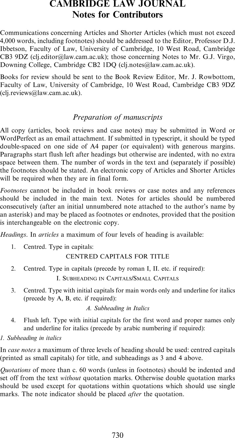 CAMBRIDGE LAW JOURNAL | The Cambridge Law Journal | Cambridge Core
