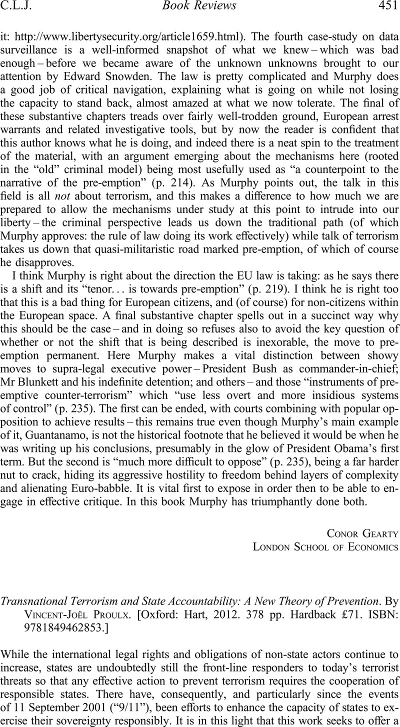 Transnational Terrorism and State Accountability: A New Theory of ...