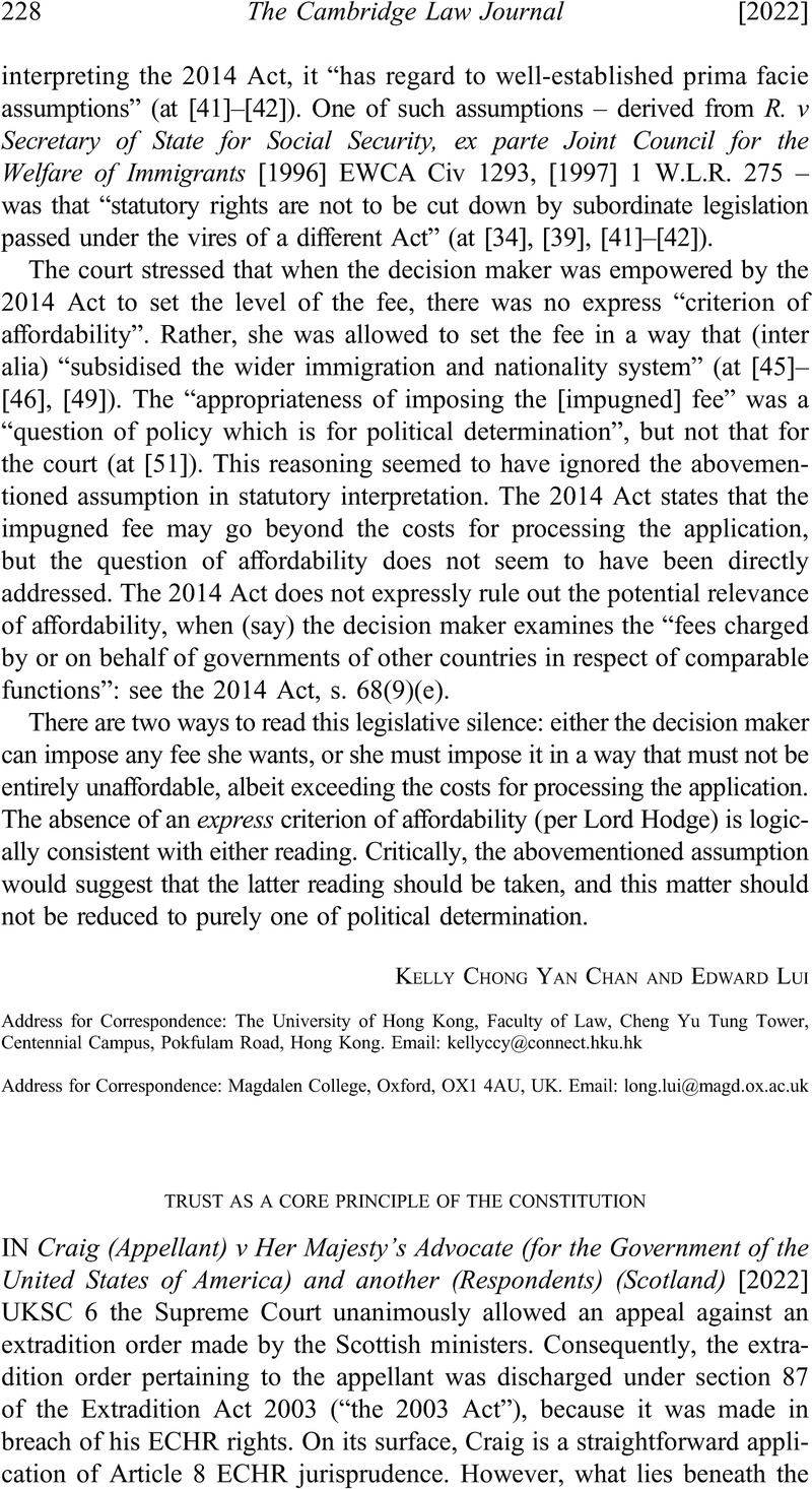 TRUST AS A CORE PRINCIPLE OF THE CONSTITUTION | The Cambridge Law ...