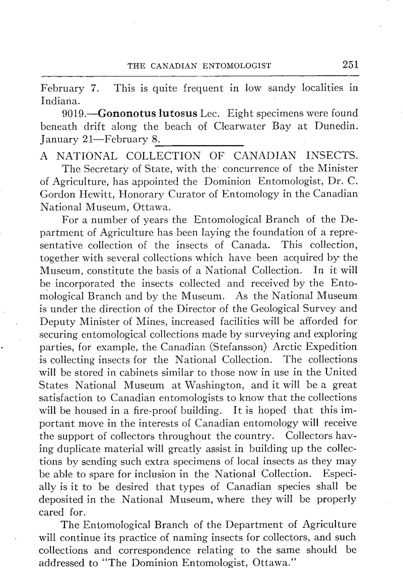 A NATIONAL COLLECTION OF CANADIAN INSECTS | The Canadian Entomologist ...