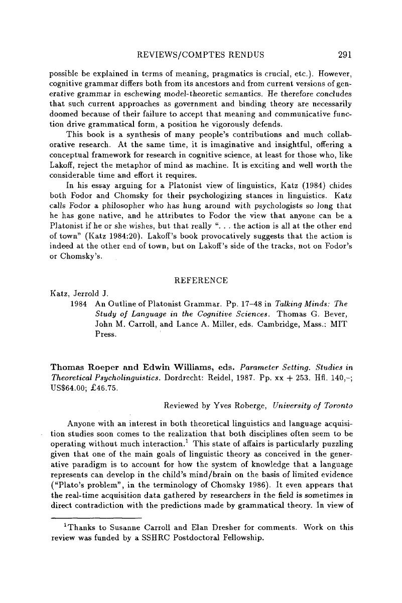 Parameter Setting (Studies in Theoretical Psycholinguistics)