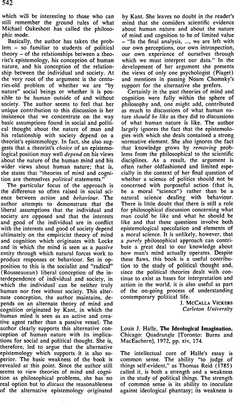 Louis J. Halle, The Ideological Imagination. Chicago: Quadrangle ...