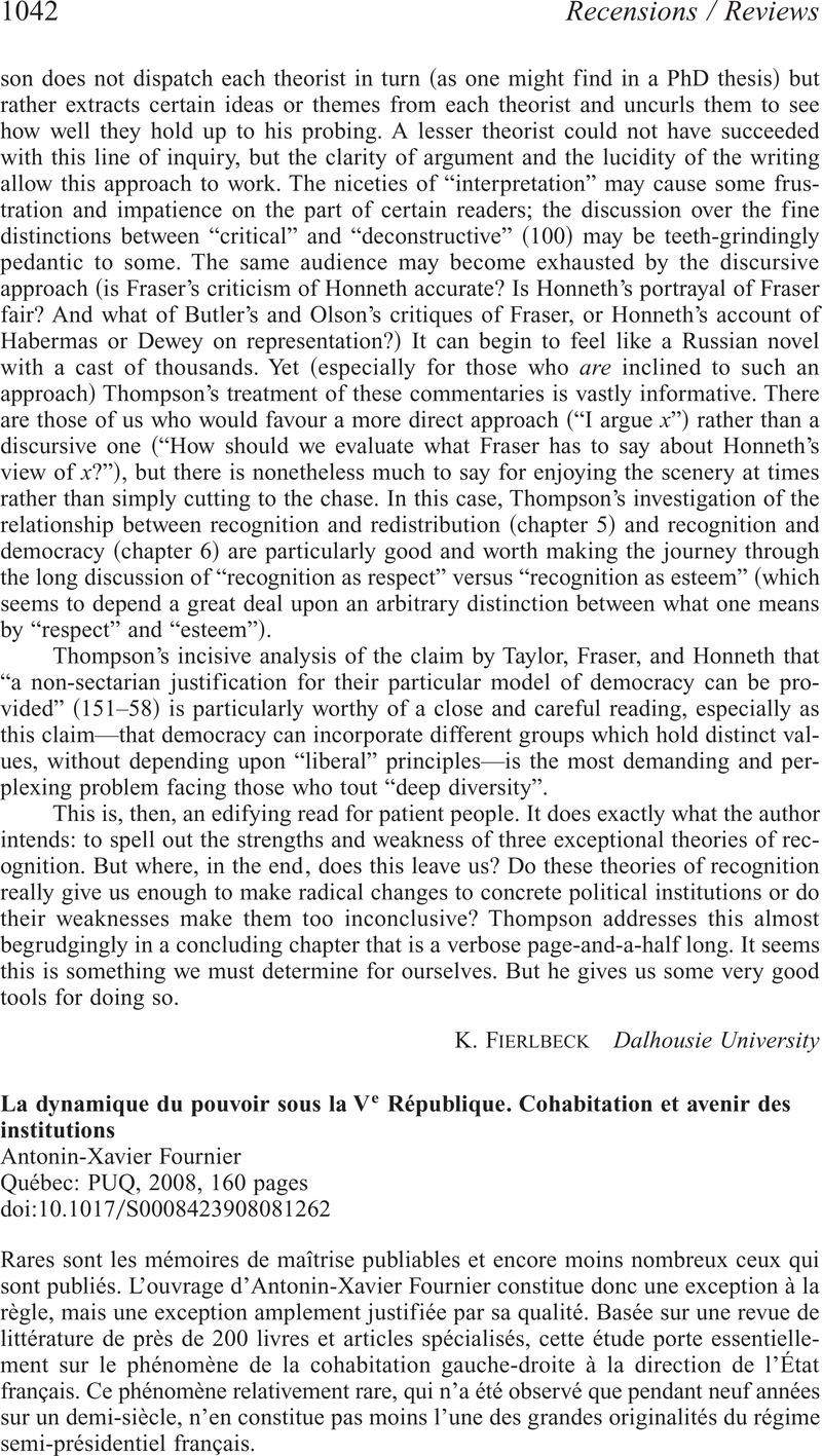 La dynamique du pouvoir sous la Ve République. Cohabitation et avenir ...