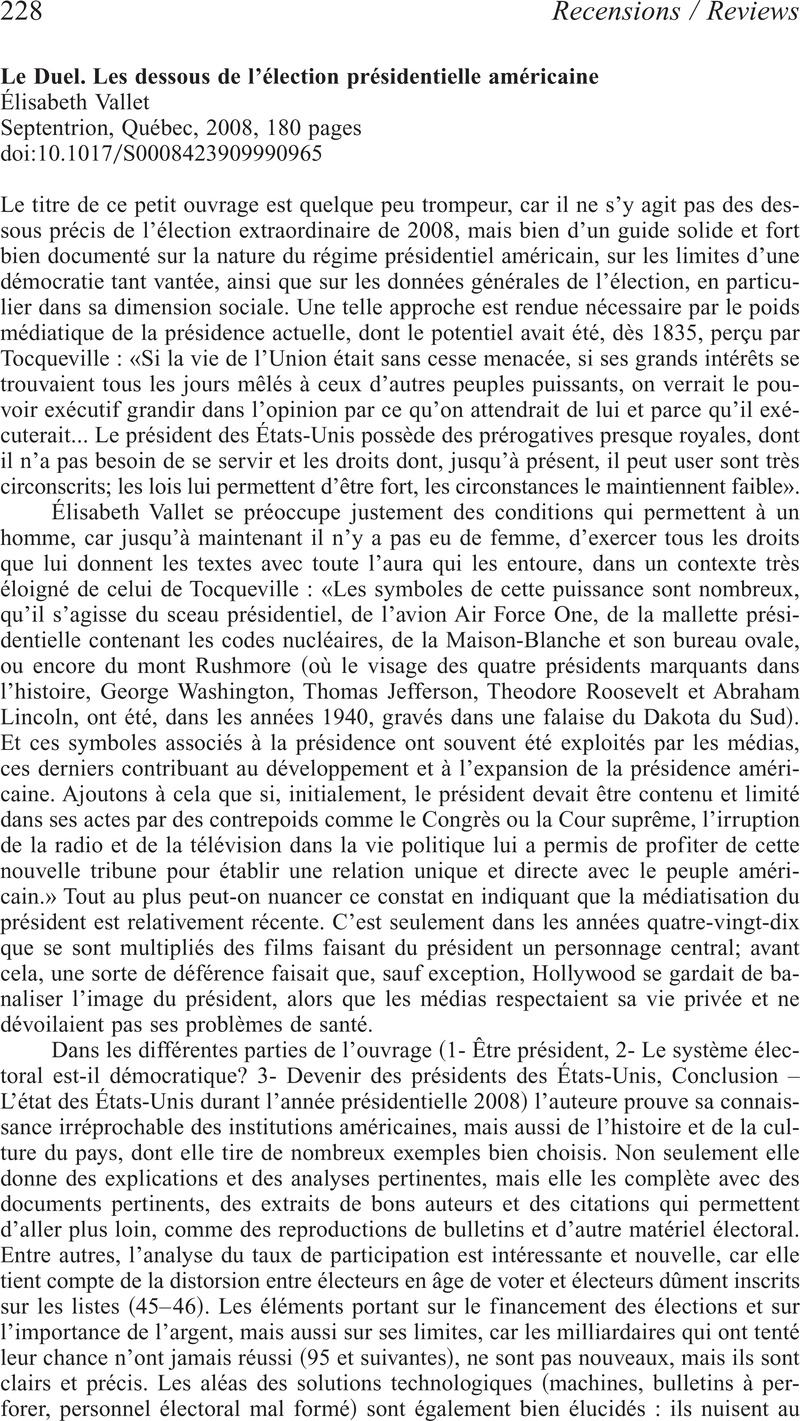 Le Duel. Les dessous de l'élection présidentielle américaine, Élisabeth ...