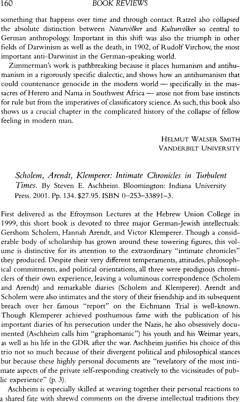 Scholem, Arendt, Klemperer