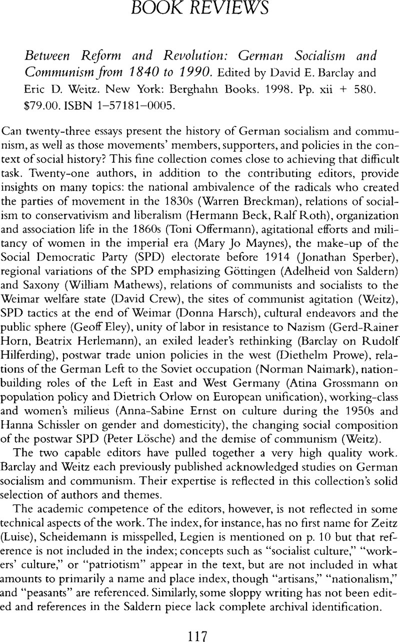 Between Reform and Revolution: German Socialism and Communism from 1840 to 1990
