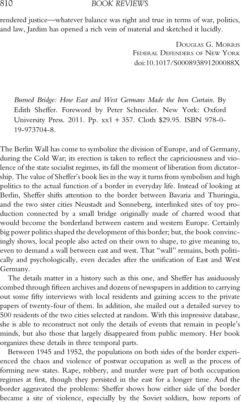 Burned Bridge: How East and West Germans Made the Iron Curtain