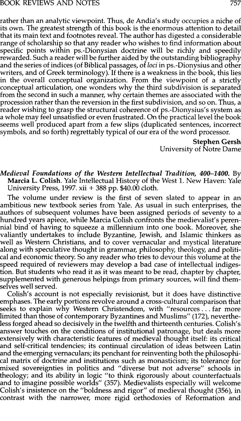 Medieval Foundations of the Western Intellectual Tradition, 400–1400 ...