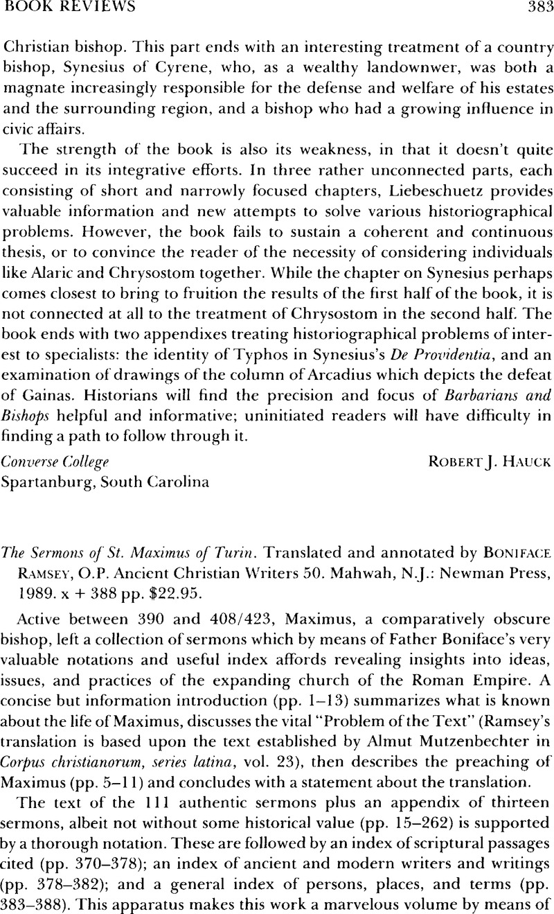 The Sermons of St. Maximus of Turin. Translated and annotated by