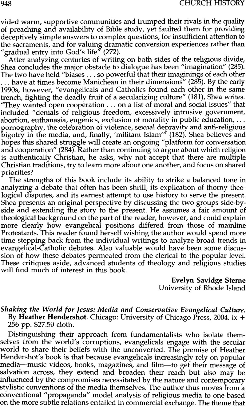 Shaking the World for Jesus: Media and Conservative Evangelical Culture