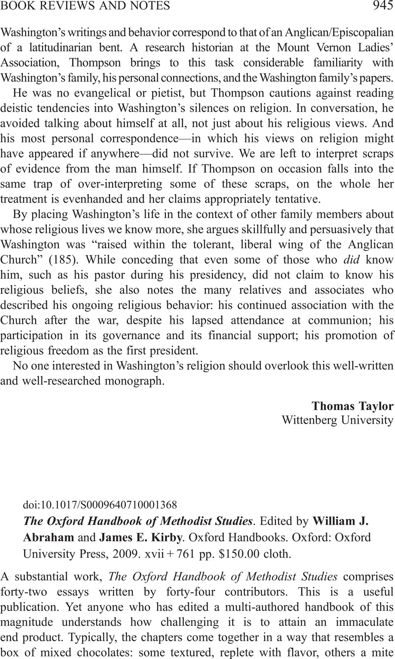 The Oxford Handbook of Methodist Studies (Oxford Handbooks)