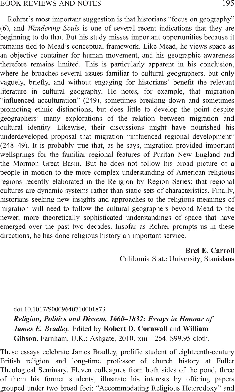 Religion, Politics and Dissent, 1660–1832: Essays in Honour of James E. Bradley