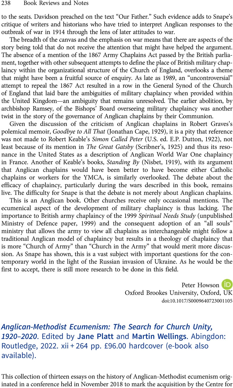 Anglican-Methodist Ecumenism: The Search For Church Unity, 1920–2020 ...