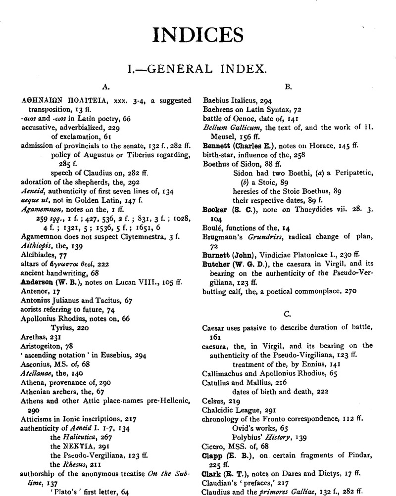 Indices The Classical Quarterly Cambridge Core