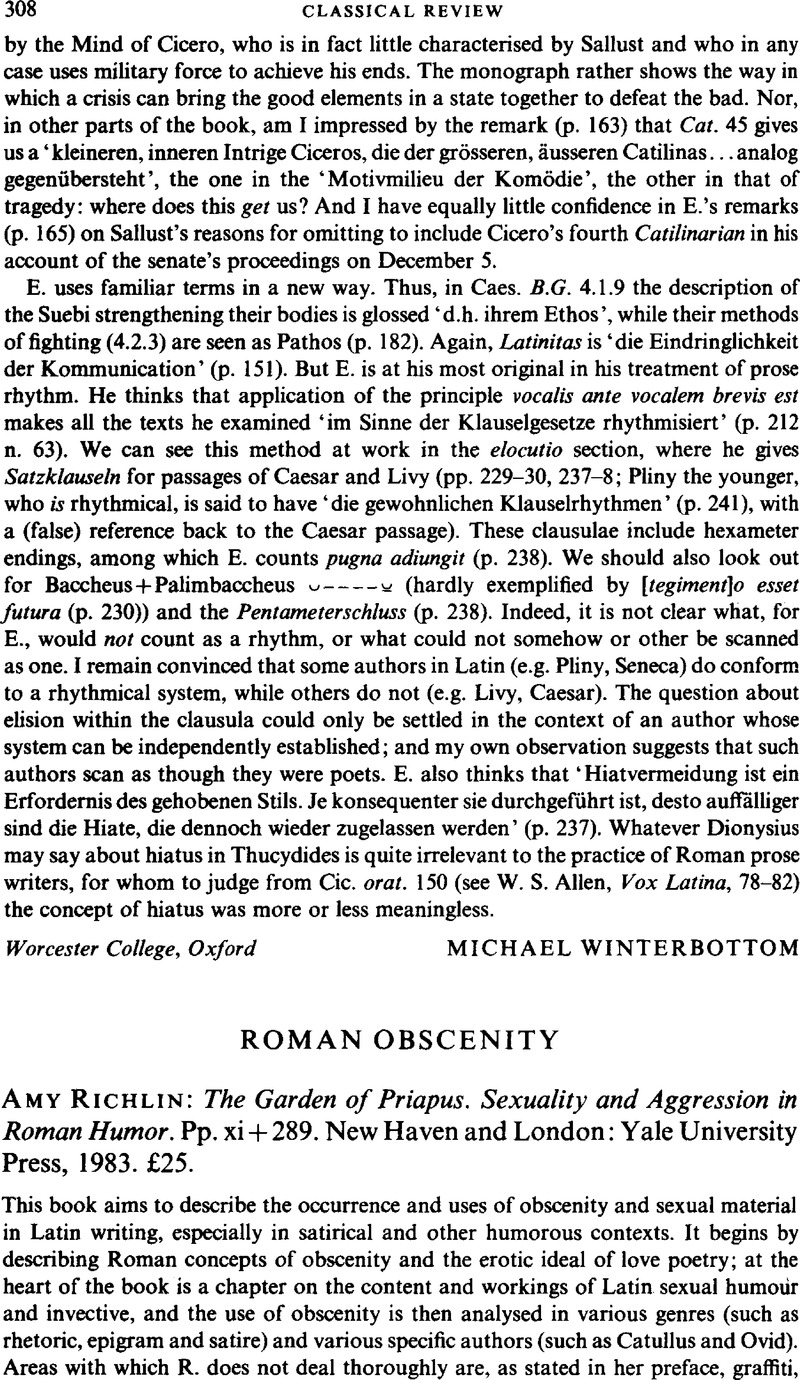 Roman Obscenity - Amy Richlin: The Garden of Priapus. Sexuality and Aggression in Roman Humor ...