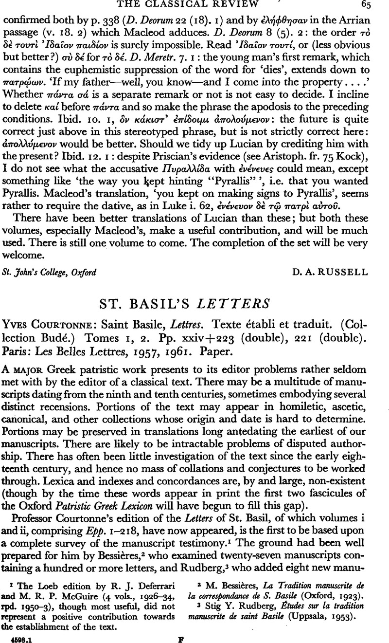 St. Basil s Letters Yves Courtonne Saint Basile Lettres. Texte