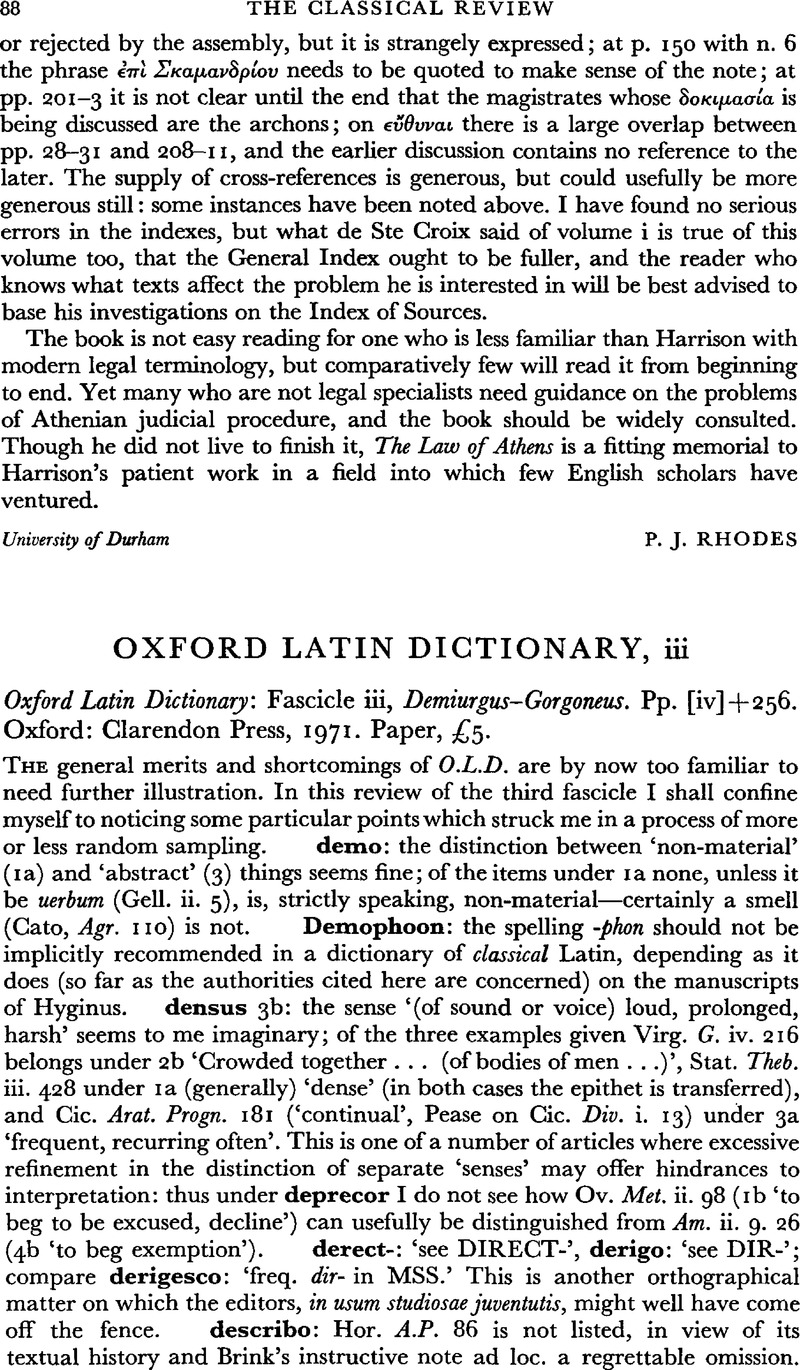 Oxford Latin Dictionary, iii - Oxford Latin Dictionary: Fascicle