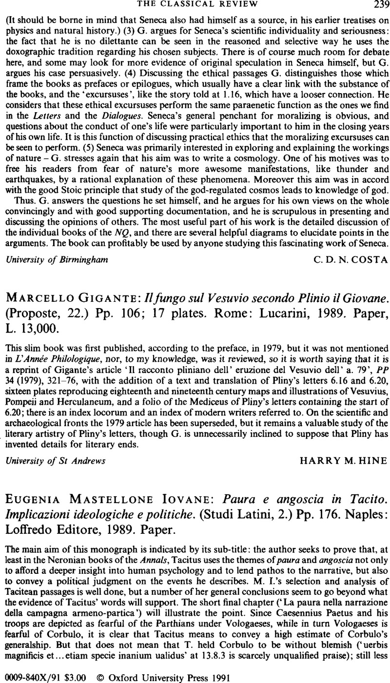 Marcello Gigante Il Fungo Sul Vesuvio Secondo Plinio Il Giovane Proposte 22 Pp 106 17 2738