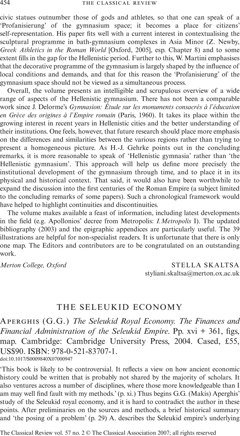 The Seleukid Royal Economy: The Finances and Financial Administration of the Seleukid Empire
