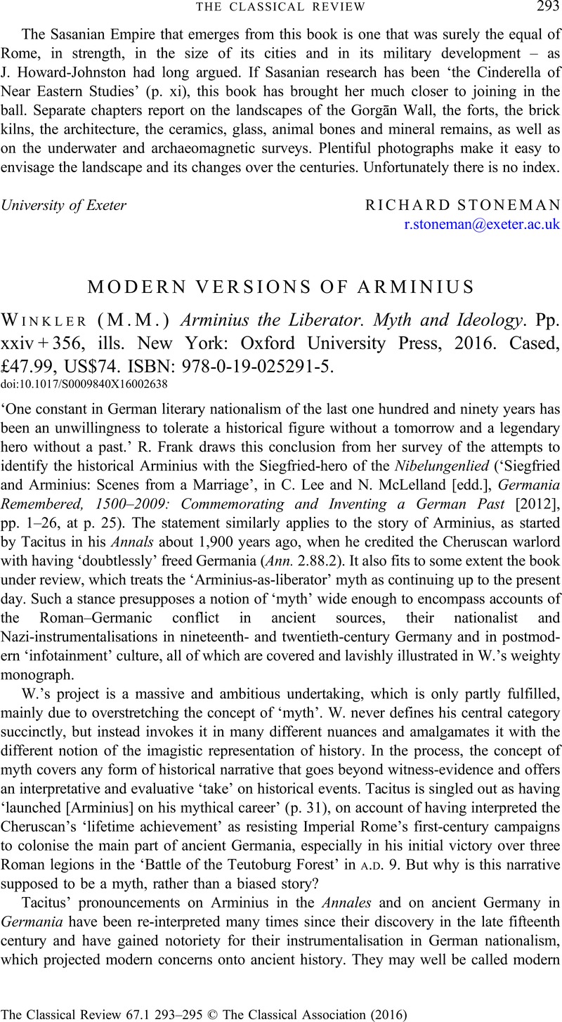 Arminius the Liberator: Myth and Ideology