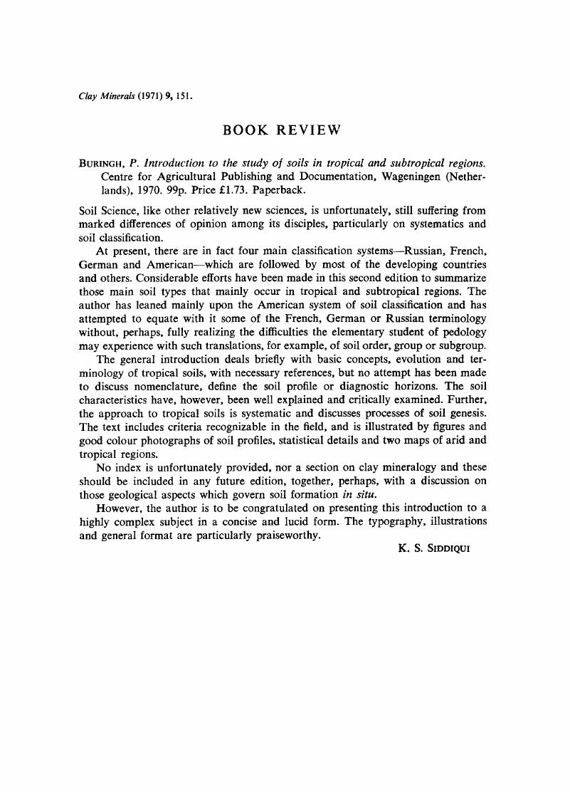 P. Buringh. Introduction to the study of soils in tropical