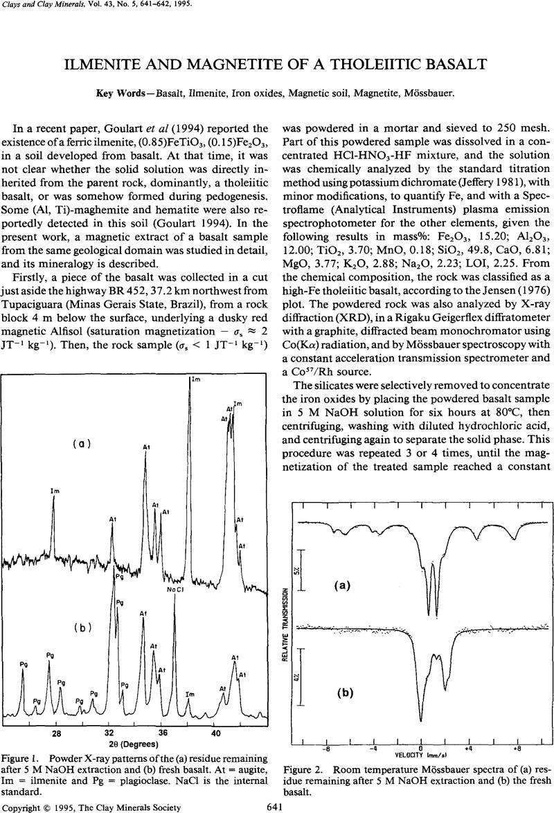 Ilmenite and Magnetite of a Tholeiitic Basalt | Clays and Clay Minerals ...