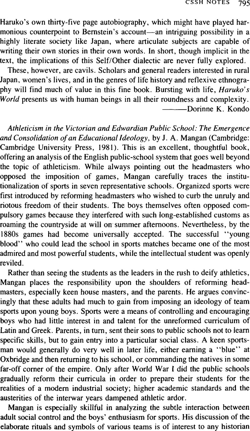 Athleticism in the Victorian and Edwardian Public School