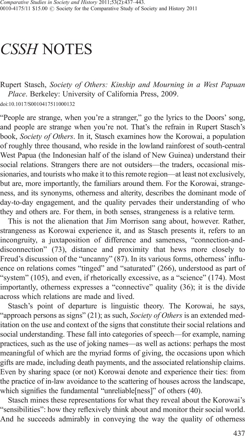 Society of Others: Kinship and Mourning in a West Papuan Place