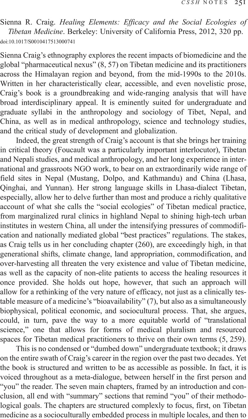 Healing Elements: Efficacy and the Social Ecologies of Tibetan Medicine