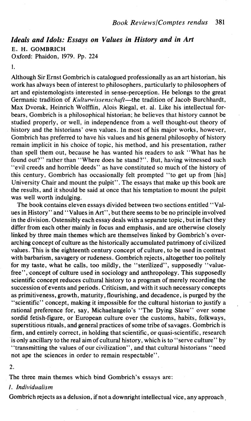 Ideals And Idols Essays On Values In History And In Artgombriche H Copyright Thesis Statement For Descriptive Essay also Good English Essays Examples Online Journal Writing