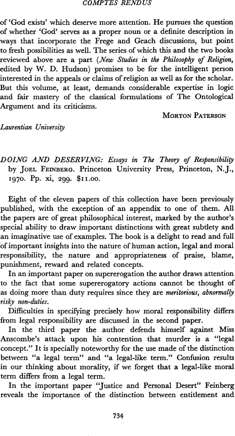 Doing and Deserving: Essays in the Theory of Responsibility