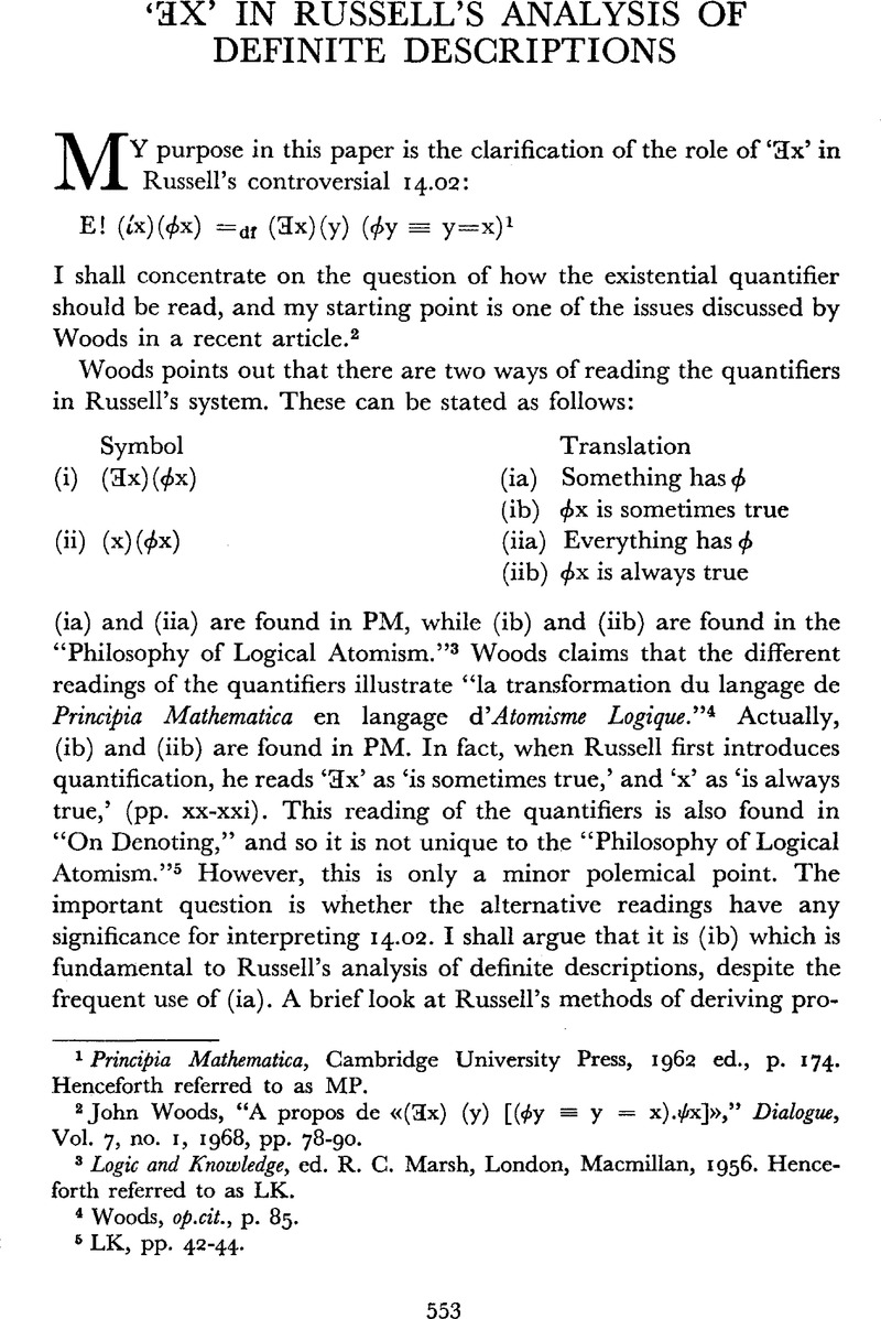 ‘ƎX’ in Russell's Analysis of Definite Descriptions | Dialogue ...