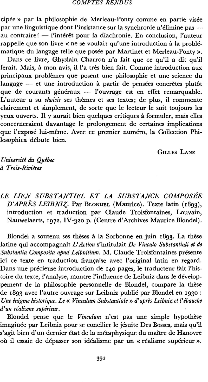 Le Lien Substantiel Et La Substance Compos e D Apr s Leibniz Par Le lien substantiel et la substance compos e d apr s leibniz par