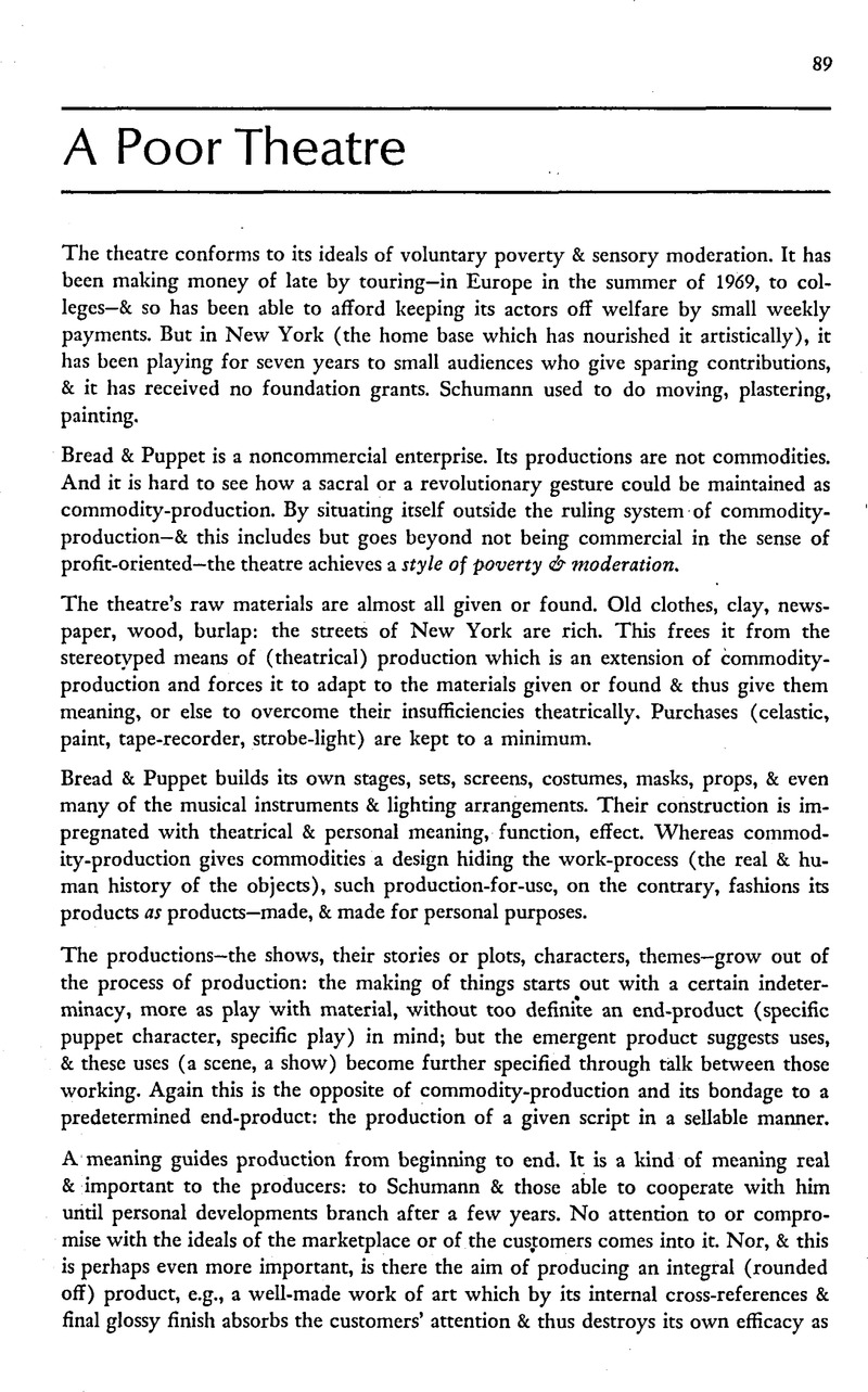 A Poor Theatre The Drama Review Cambridge Core