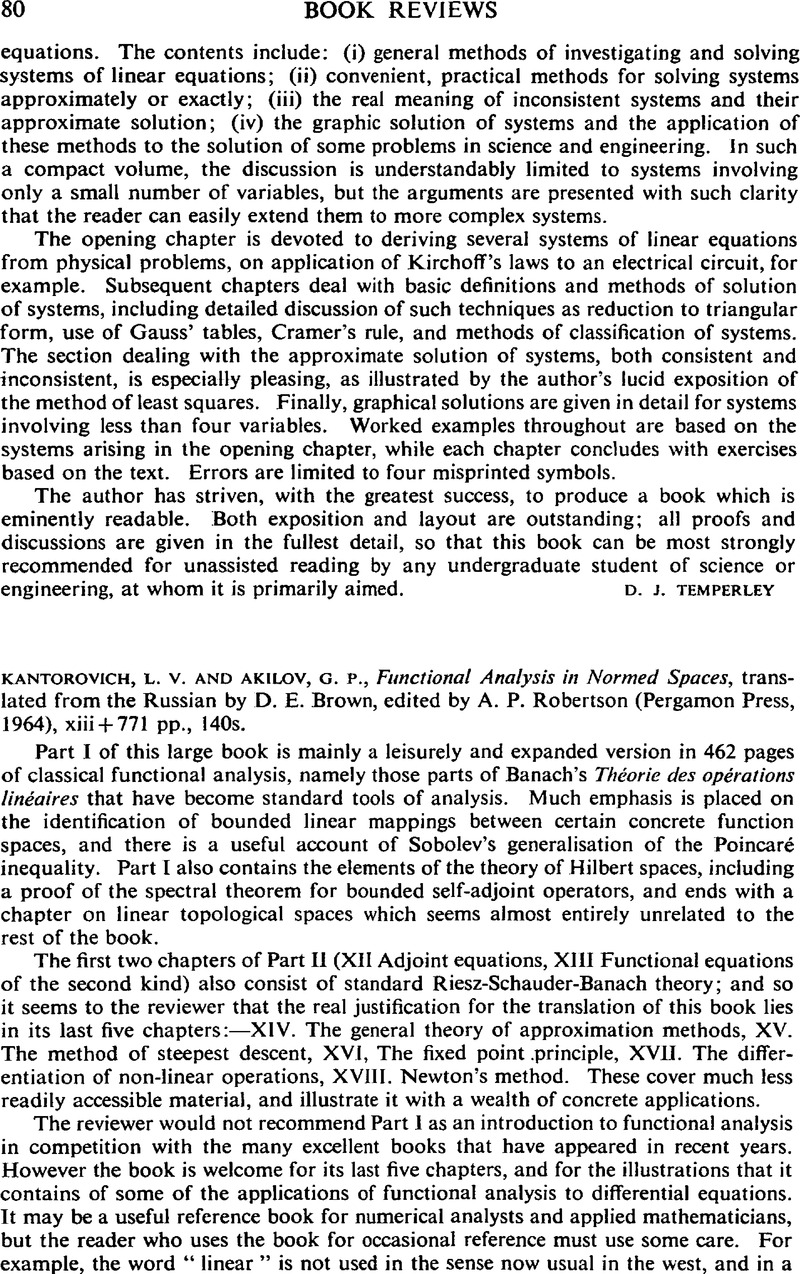 L. V. Kantorovich, G. P. Akilov Functional Analysis in Normed Spaces ...